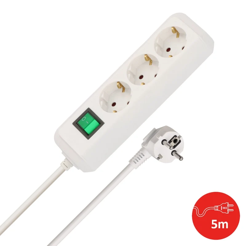 Brennenstuhl Steckdosenleiste 3-fach 5m weiss mit Schalter Eco-Line (1152920)